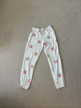 P.J. Salvage White Star Print Joggers - Pink & Teal Stars
